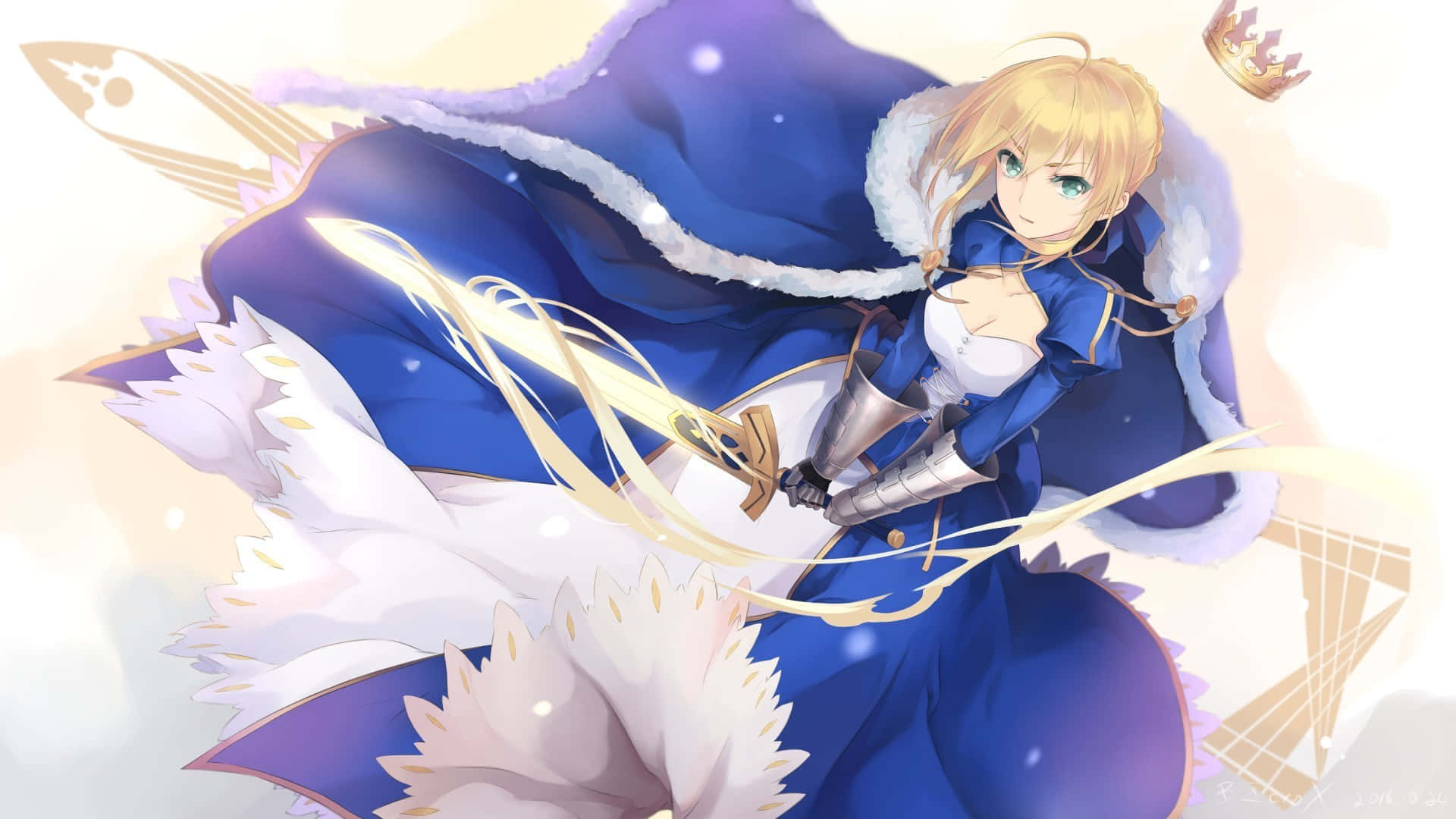 Saber Fate Stay Night With Cape Background