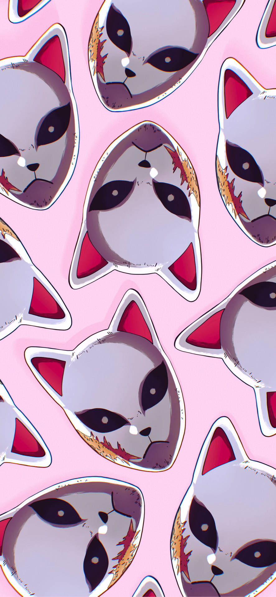 Sabito Demon Slayer Mask Pink Poster Background