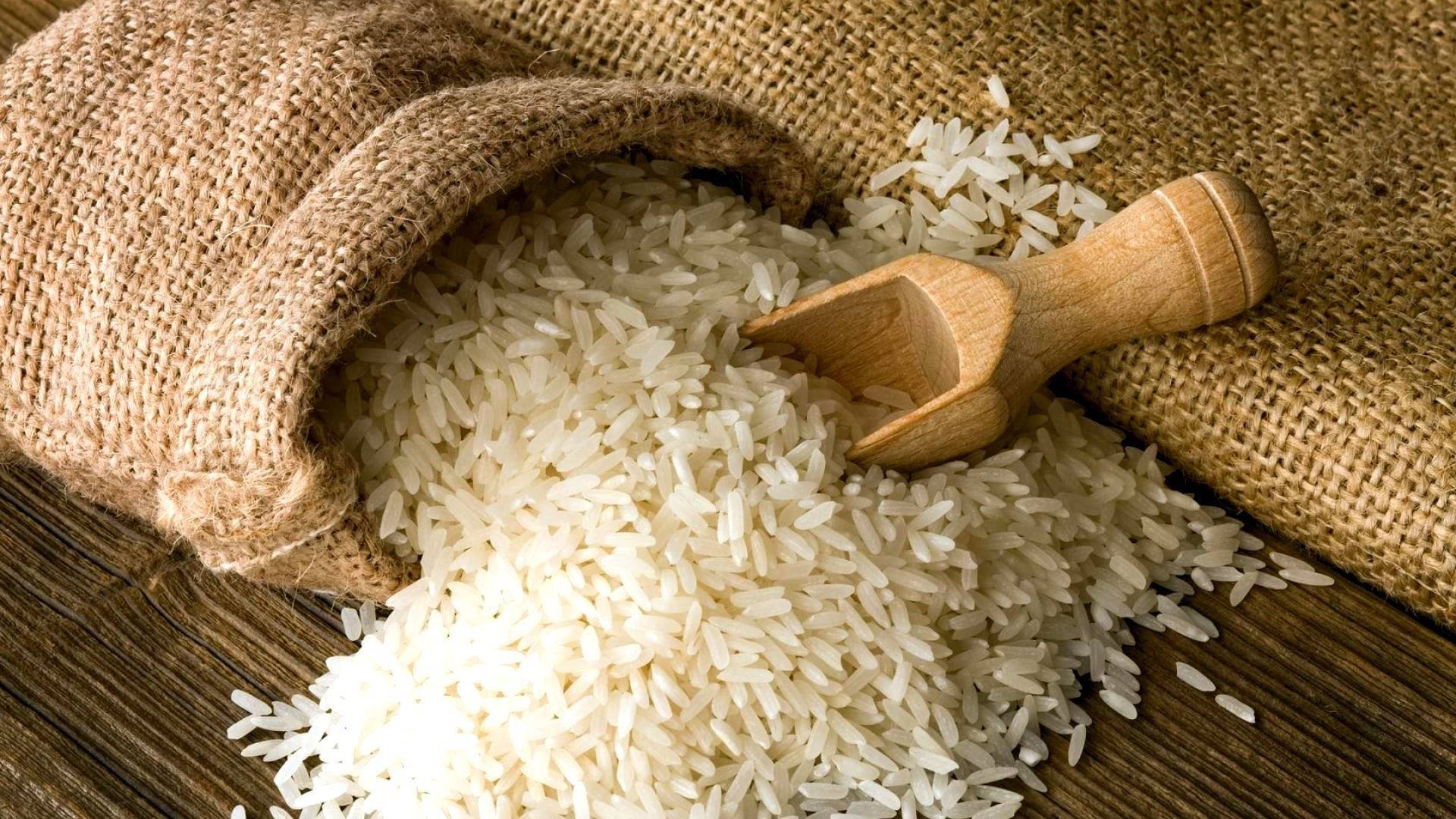 Sack Of Organic Rice Background