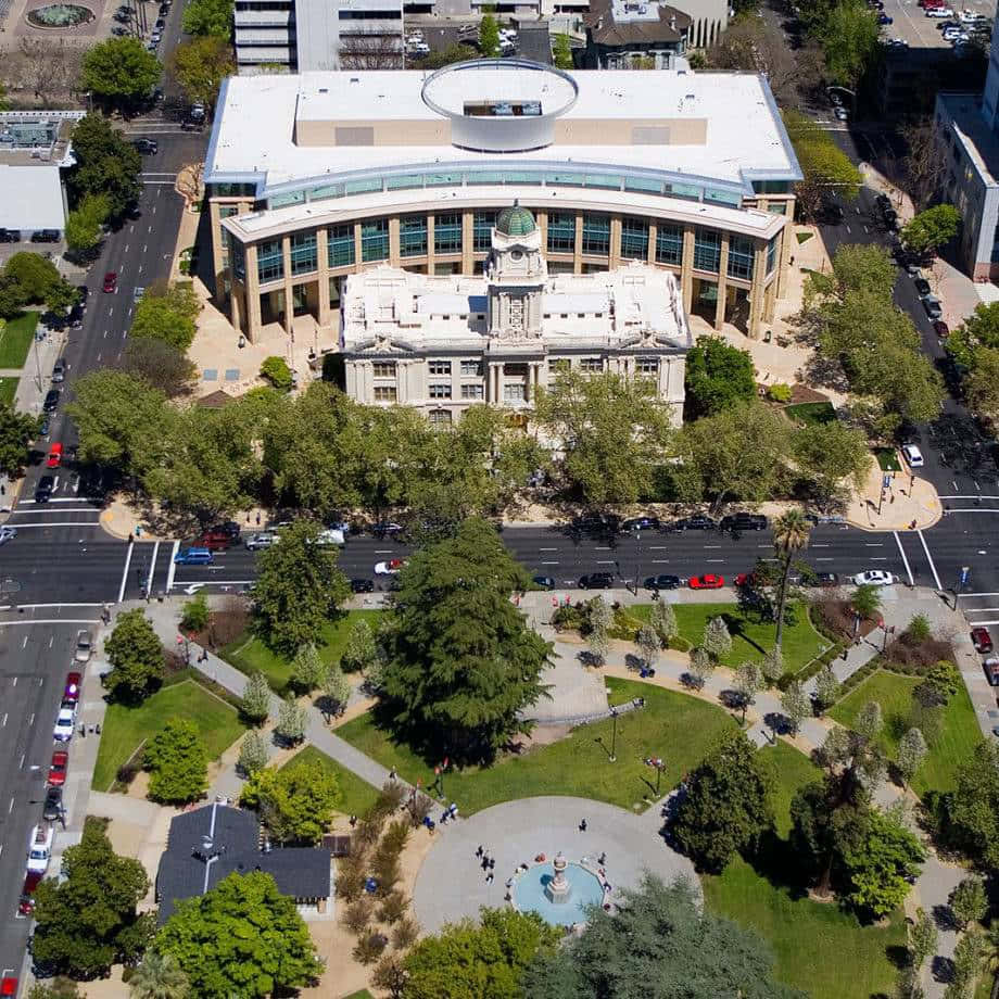 Sacramento City Hall Aerial View Background