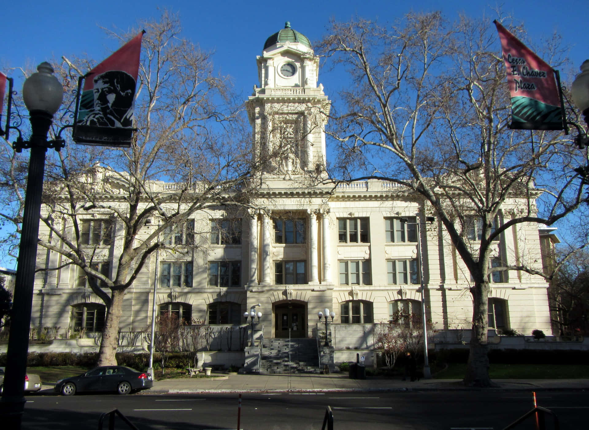 Sacramento City Hall Banners Outside Background