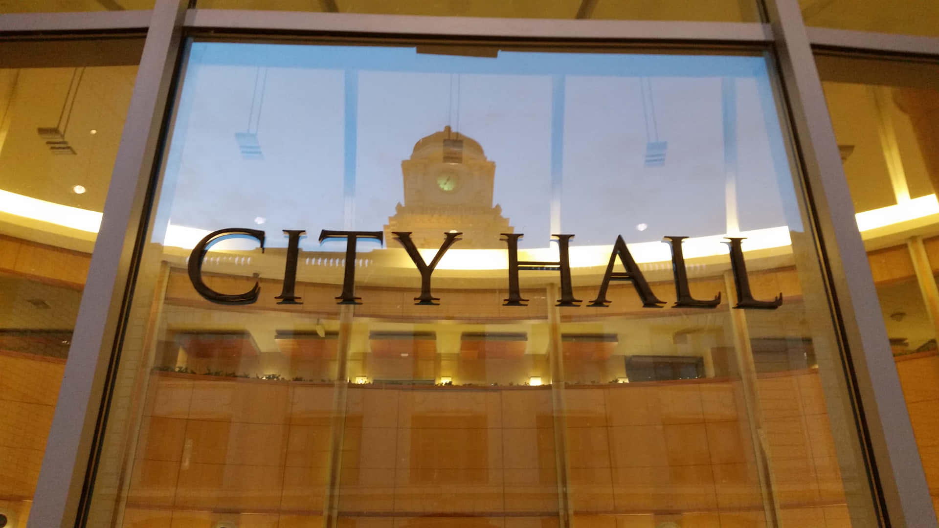 Sacramento City Hall Glass Name Background