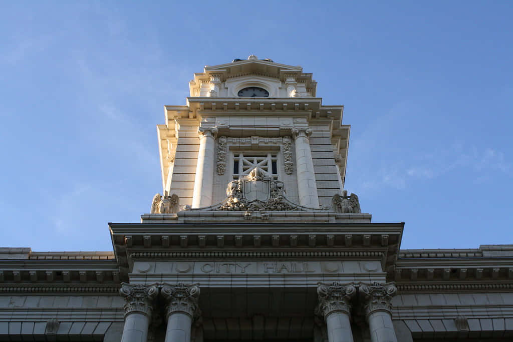 Sacramento City Hall Tower Closeup Background