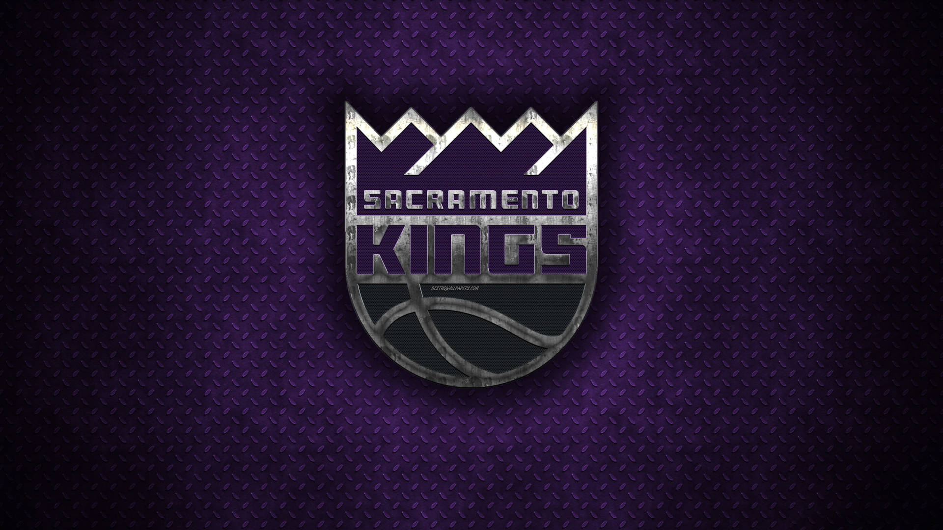 Sacramento Kings In Criss Cross Metal Background