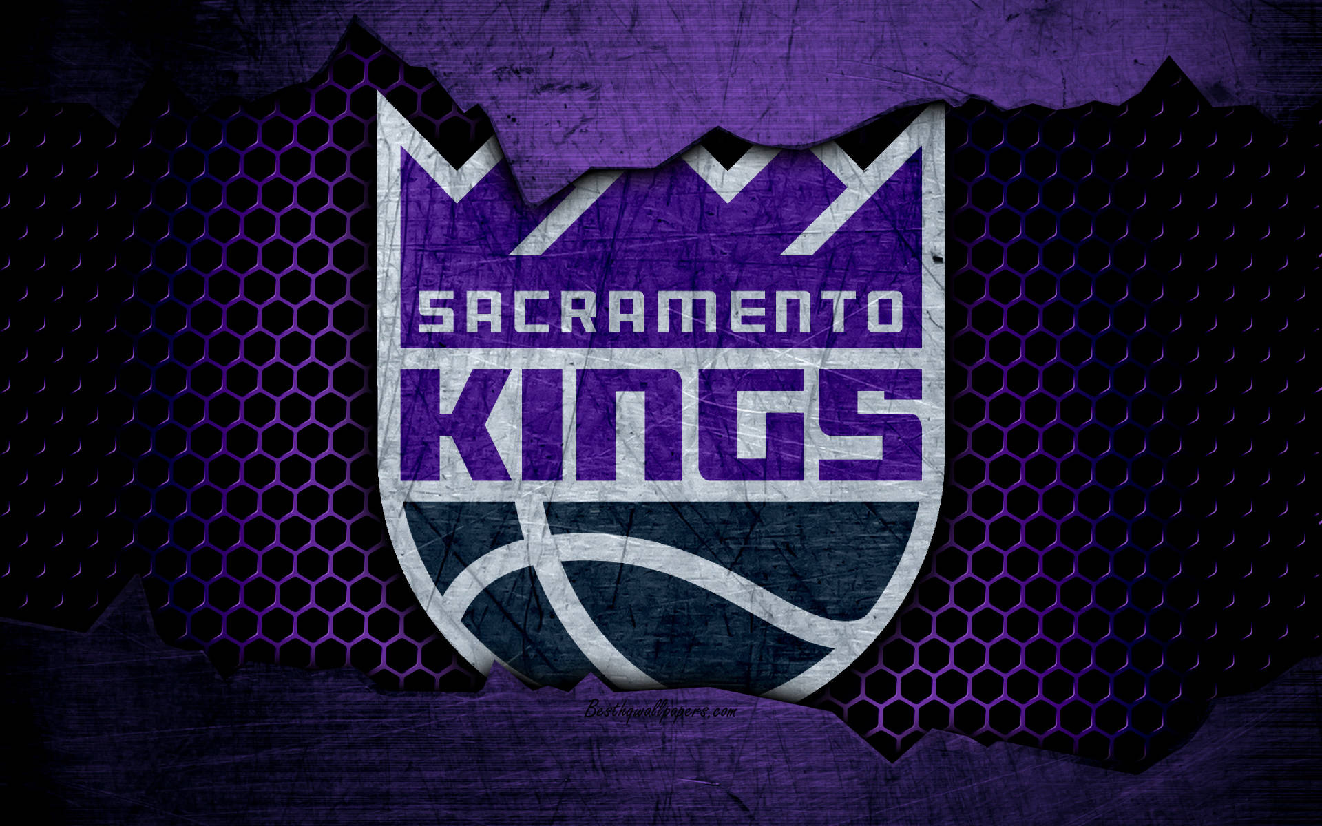Sacramento Kings On Metal Screen Mesh Background