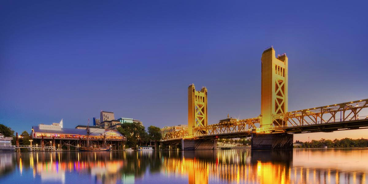 Sacramento Tower Bridge Night Photography Background