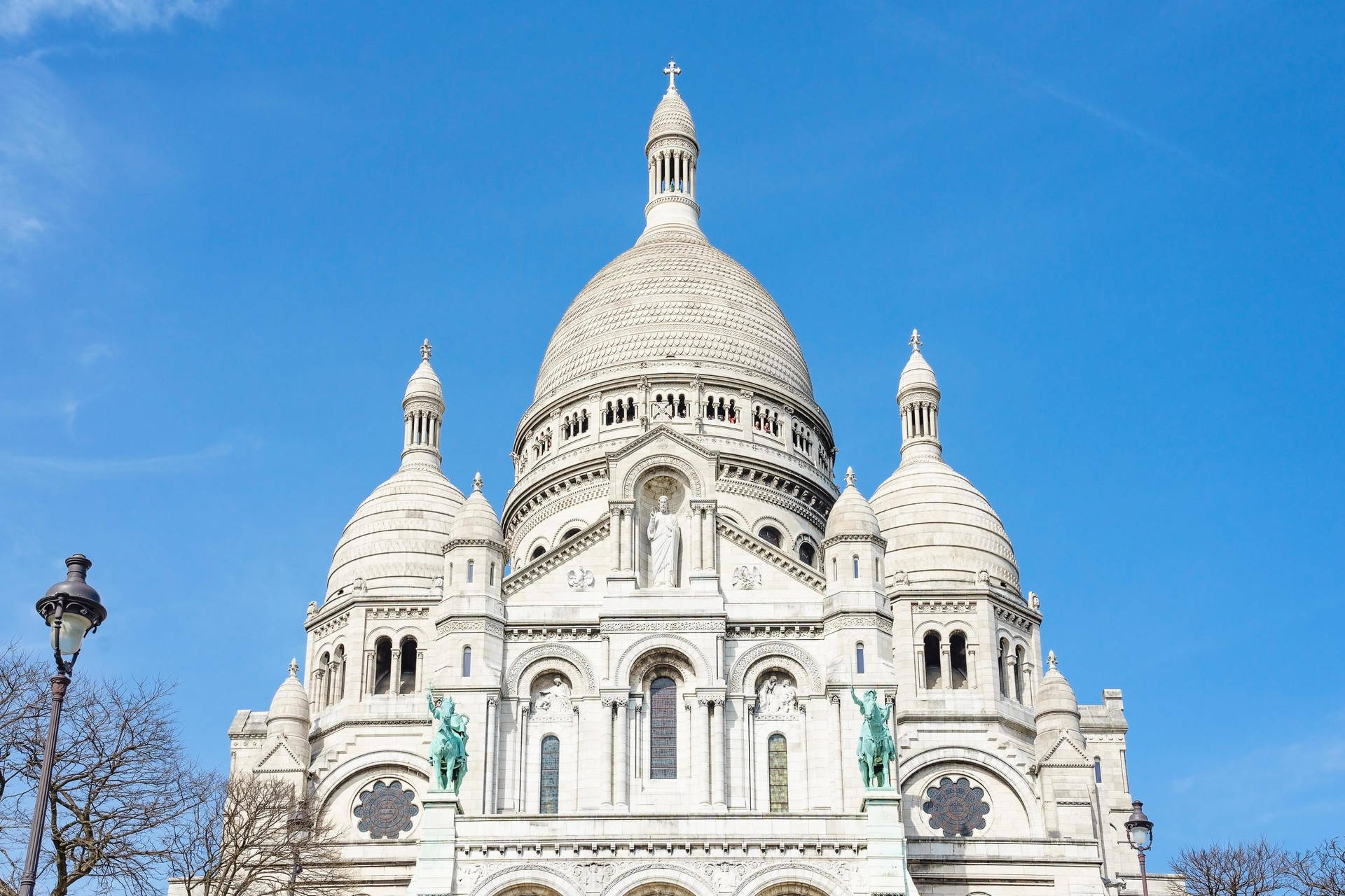 Sacre Coeur Basilica Blue Sky Background