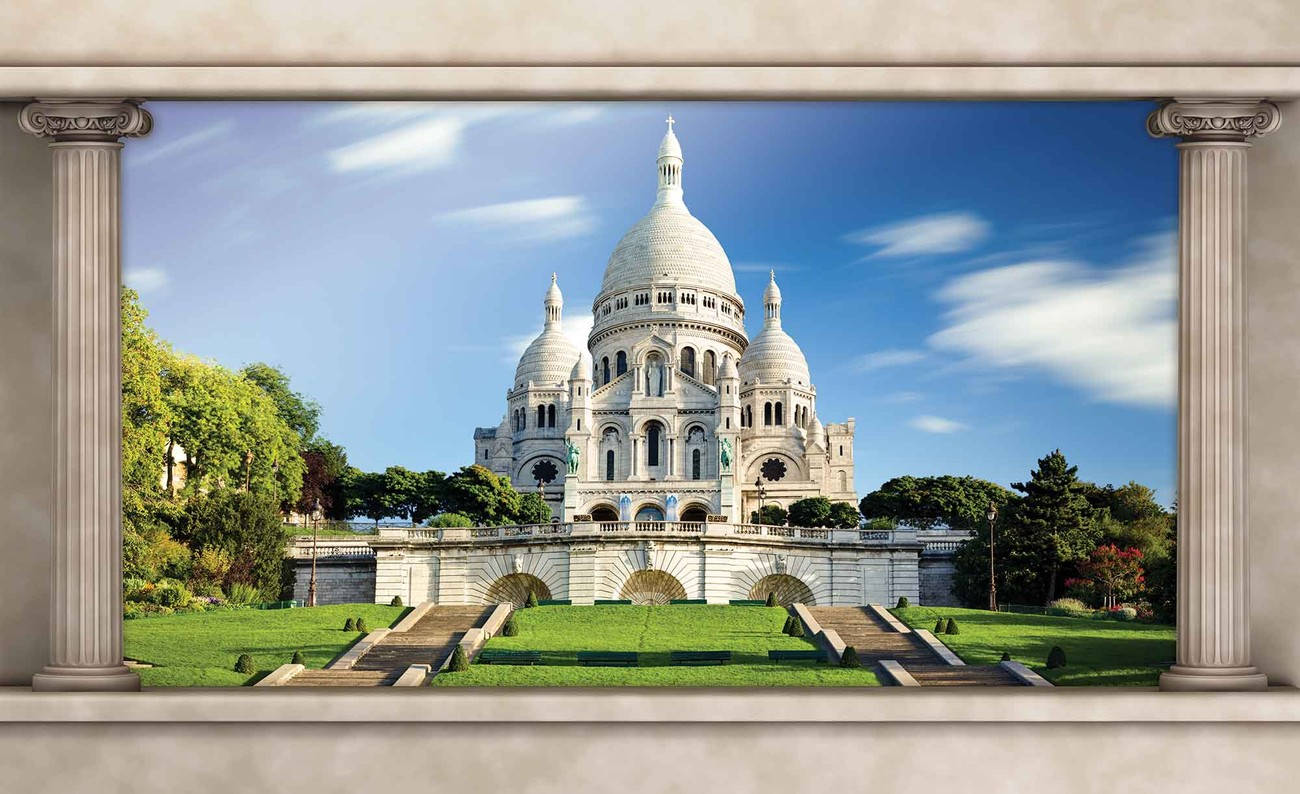 Sacre Coeur Basilica Painting Background