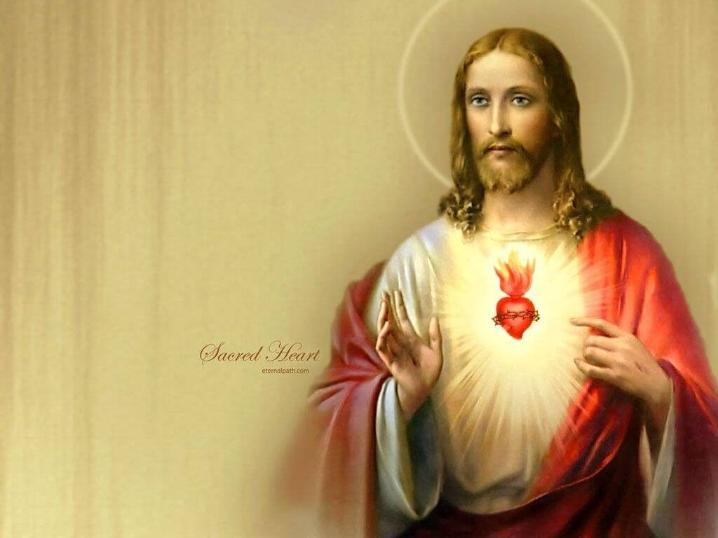 Sacred Heart Of Jesus In Brown Background