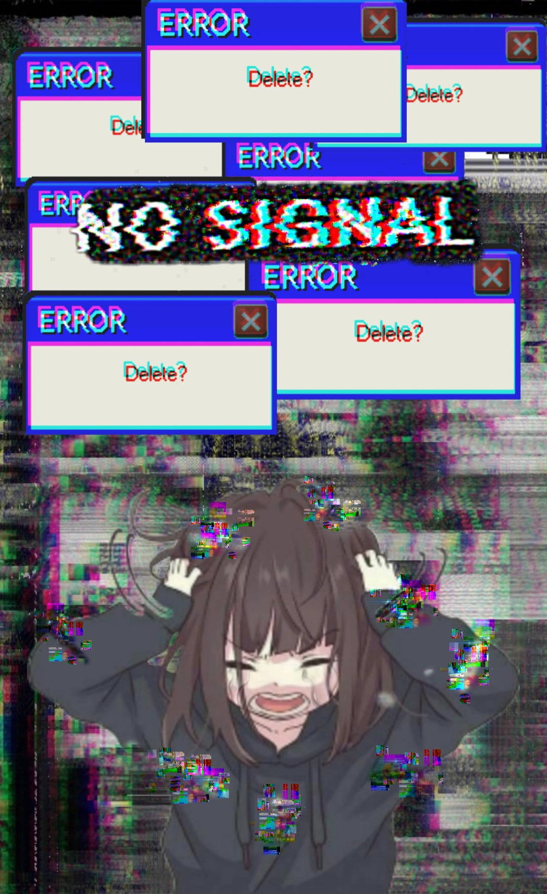 Sad Aesthetic Anime Girl Error Background