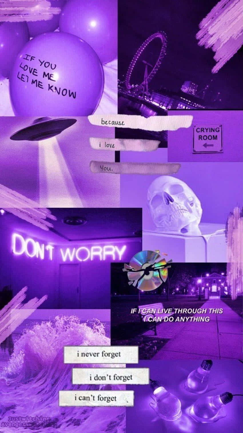 Sad Aesthetic Purple Collage Background