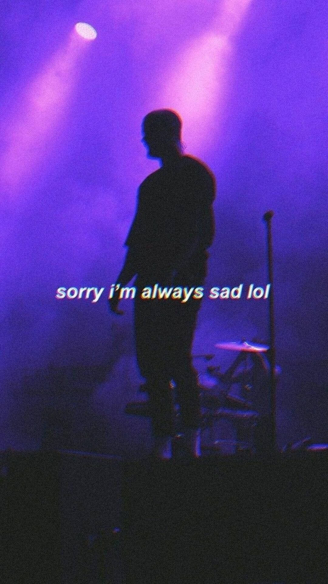 Sad Aesthetic Quote Purple Lights Background