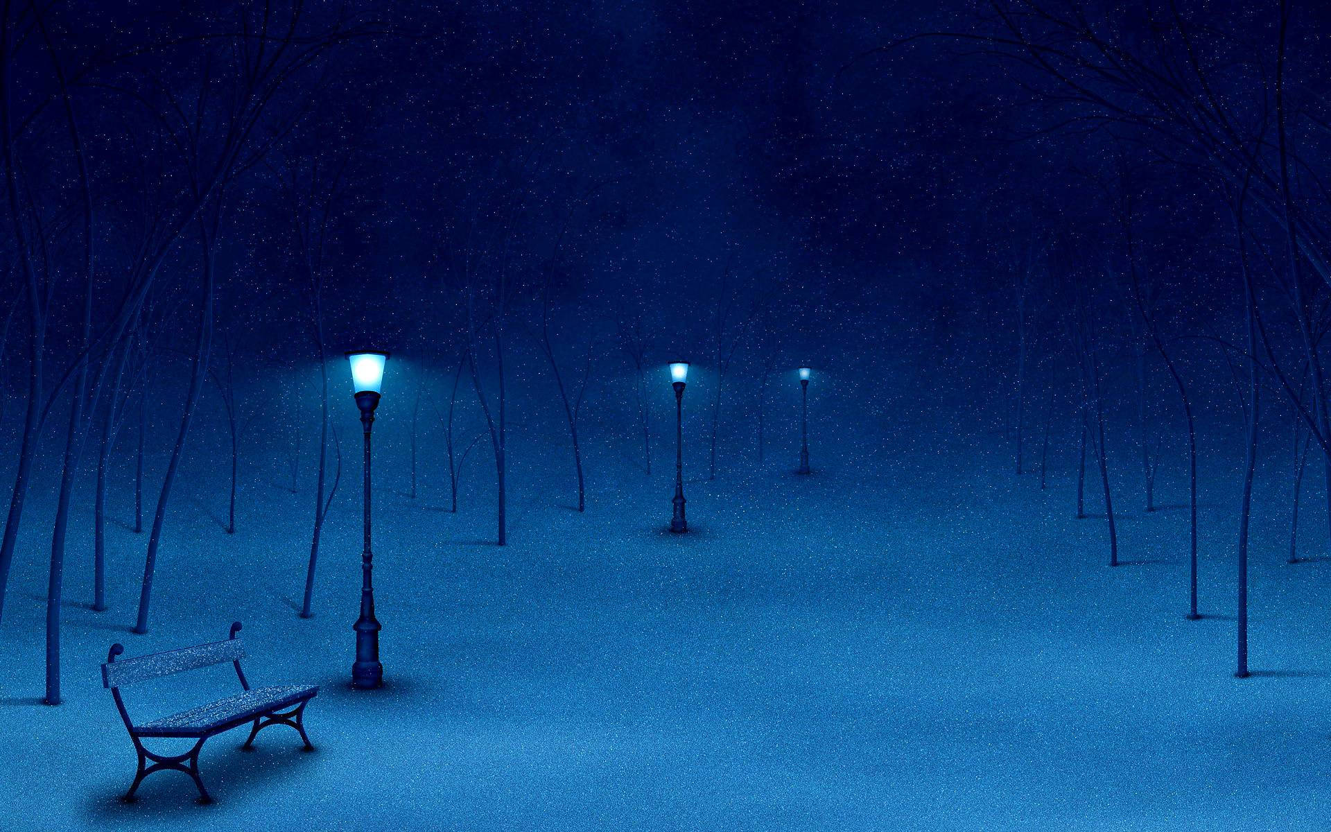 Sad Aesthetic Snowy Blue Park Background