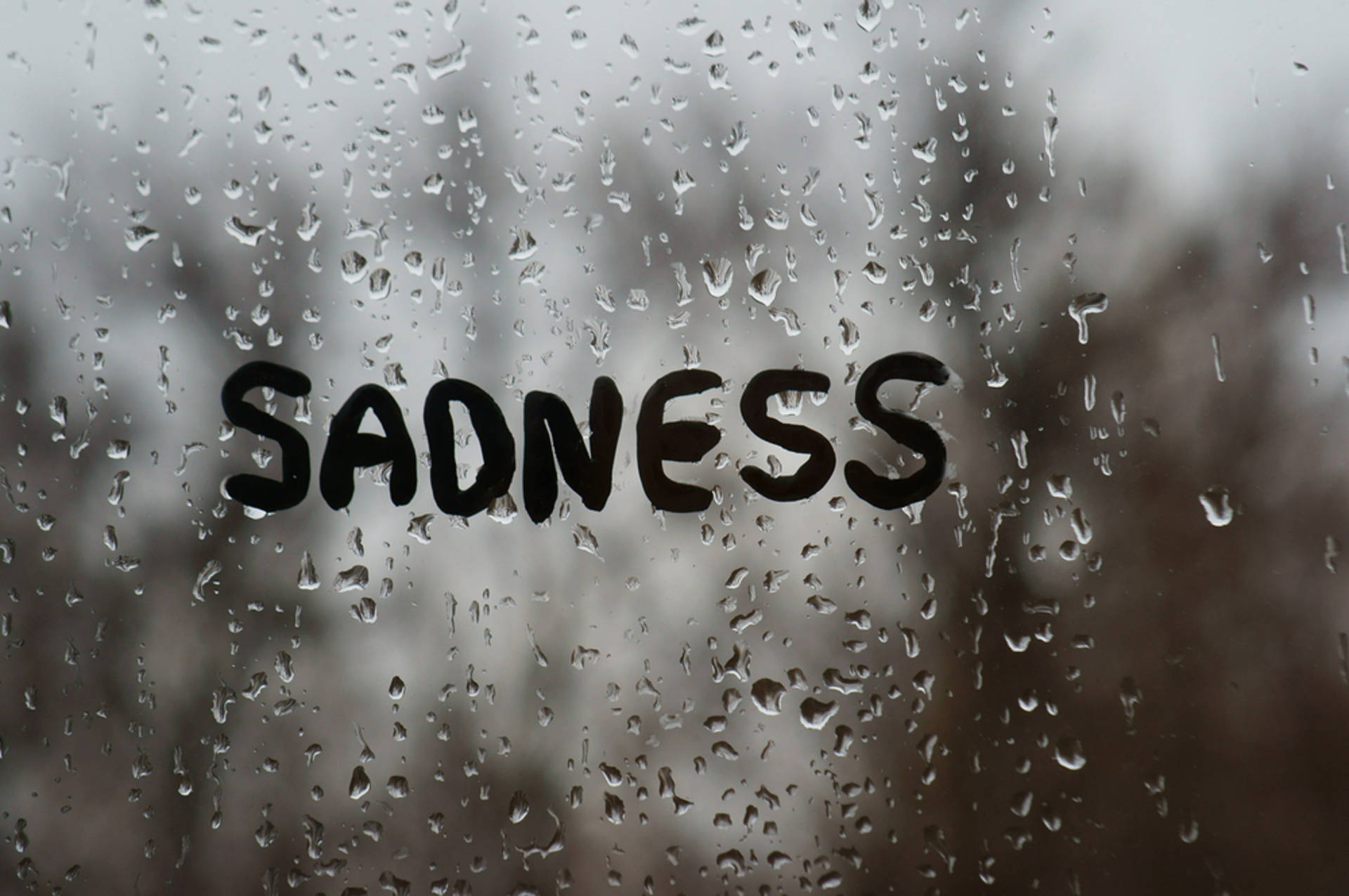 Sad Aesthetic Word At Rained Window Background