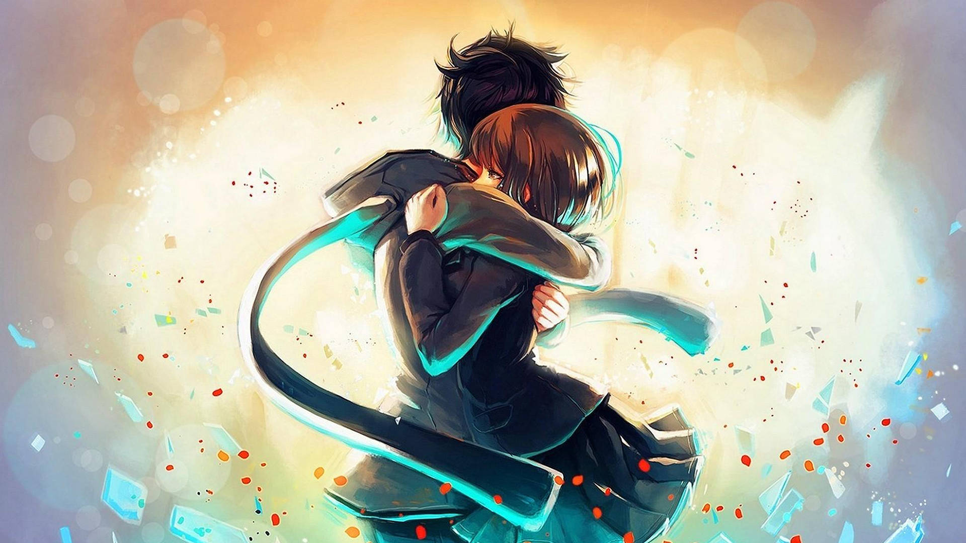 Sad Anime 4k Boy And Girl Hugging Background