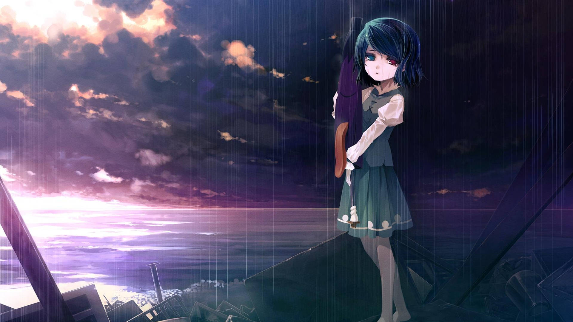 Sad Anime 4k Crying Red Eye Girl Background