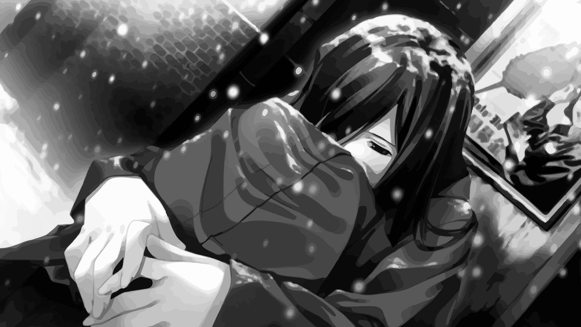 Sad Anime 4k Girl Cradling Herself Background