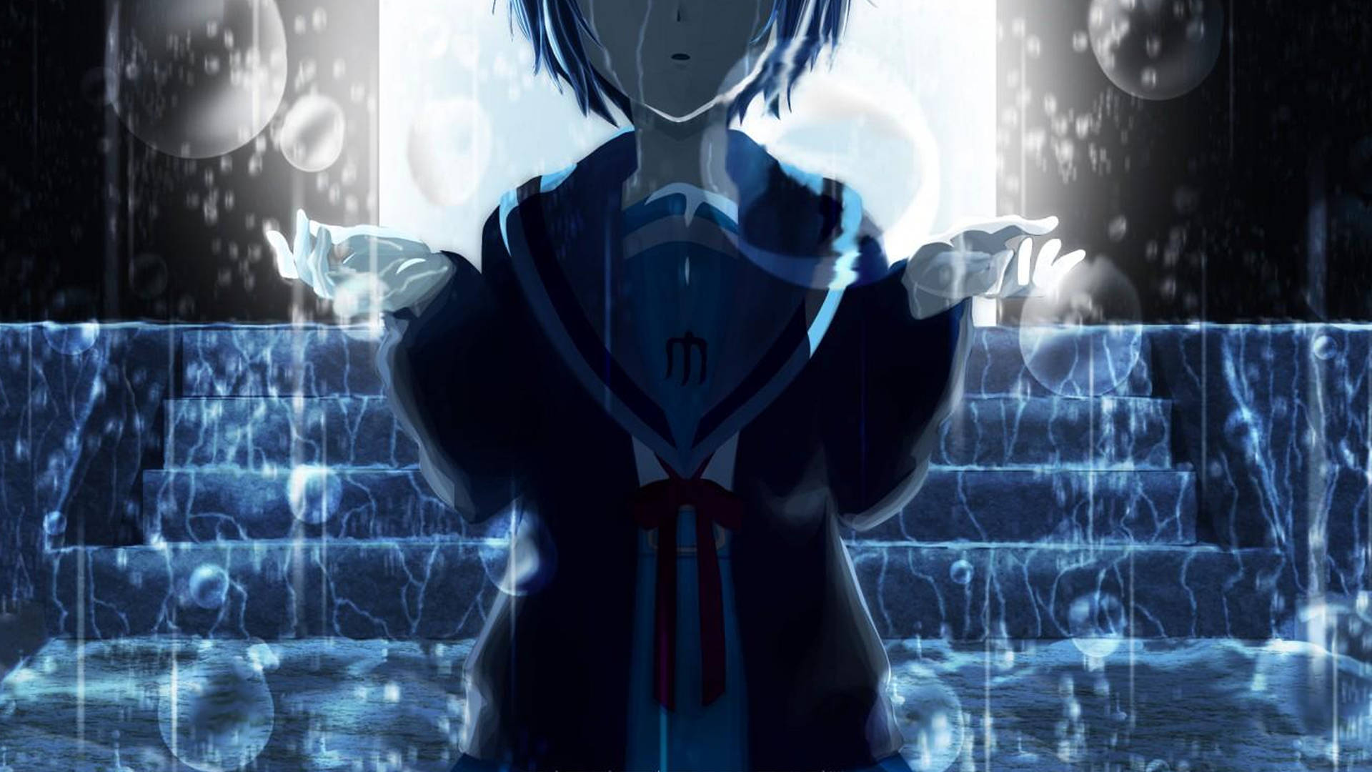 Sad Anime 4k Girl Cries In The Rain Background