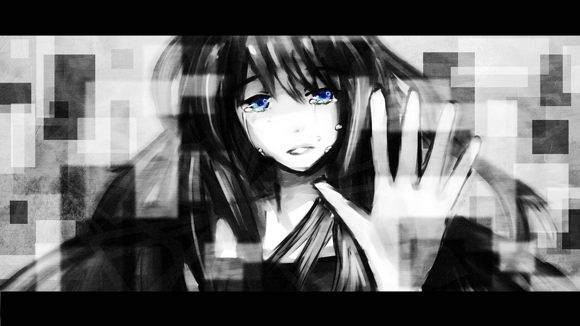 Sad Anime 4k Girl Crying And Raising Hand Background