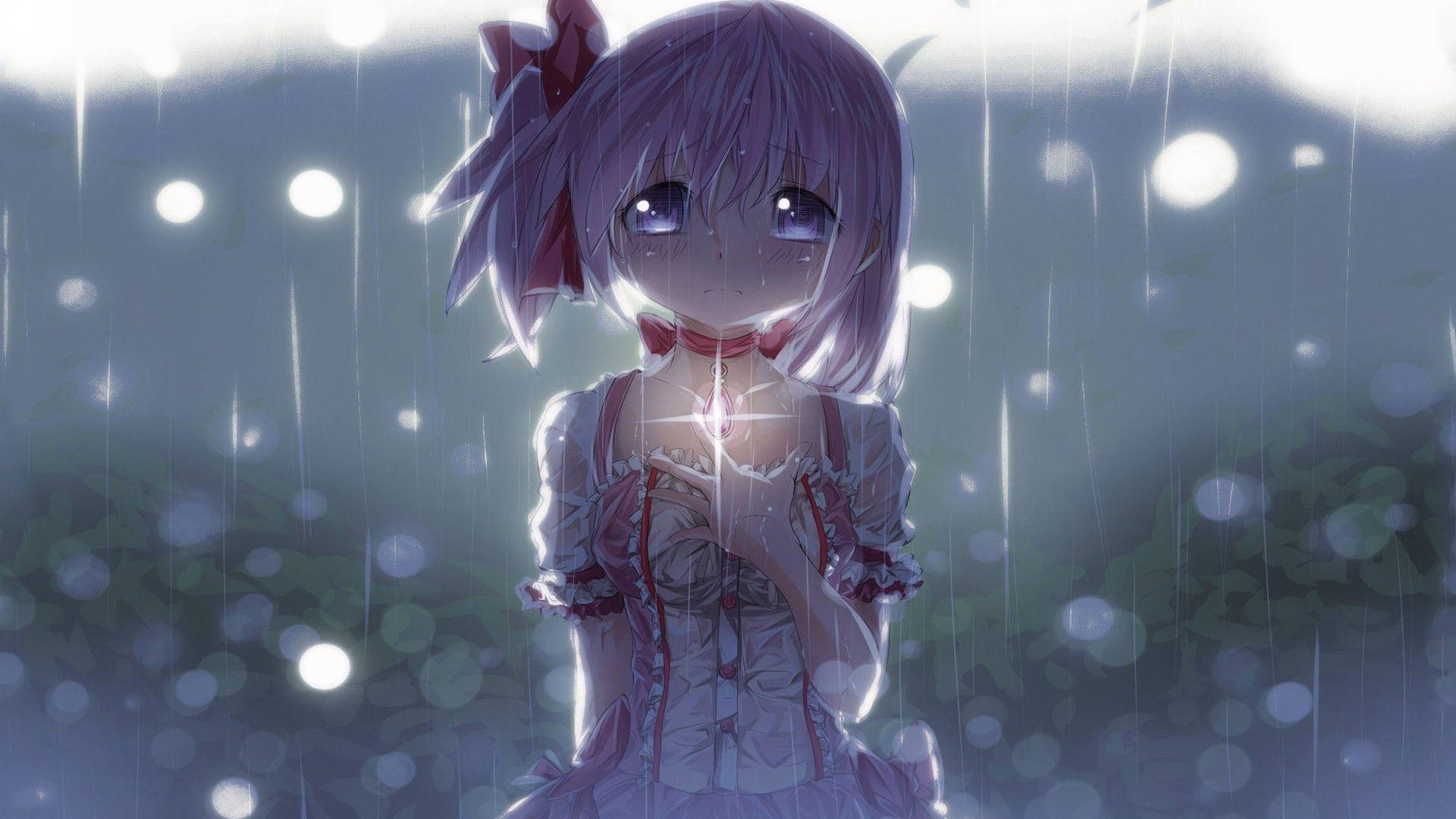 Sad Anime 4k Girl Crying In Rain Background