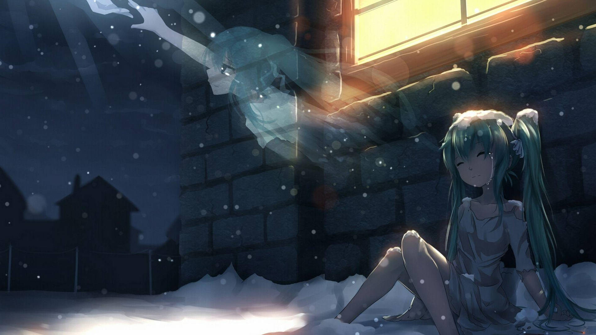 Sad Anime 4k Girl Freezing In The Snow Background