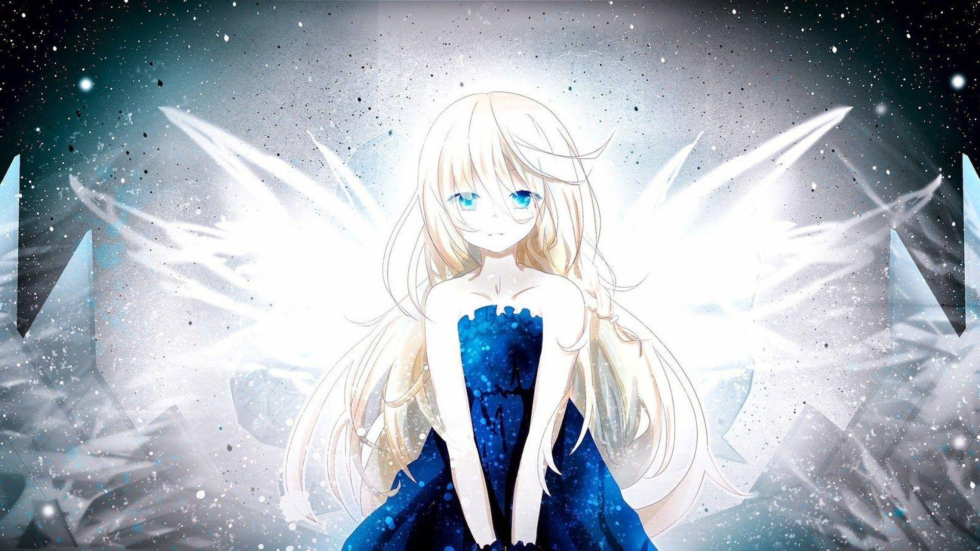 Sad Anime 4k Girl In Blue Dress Background