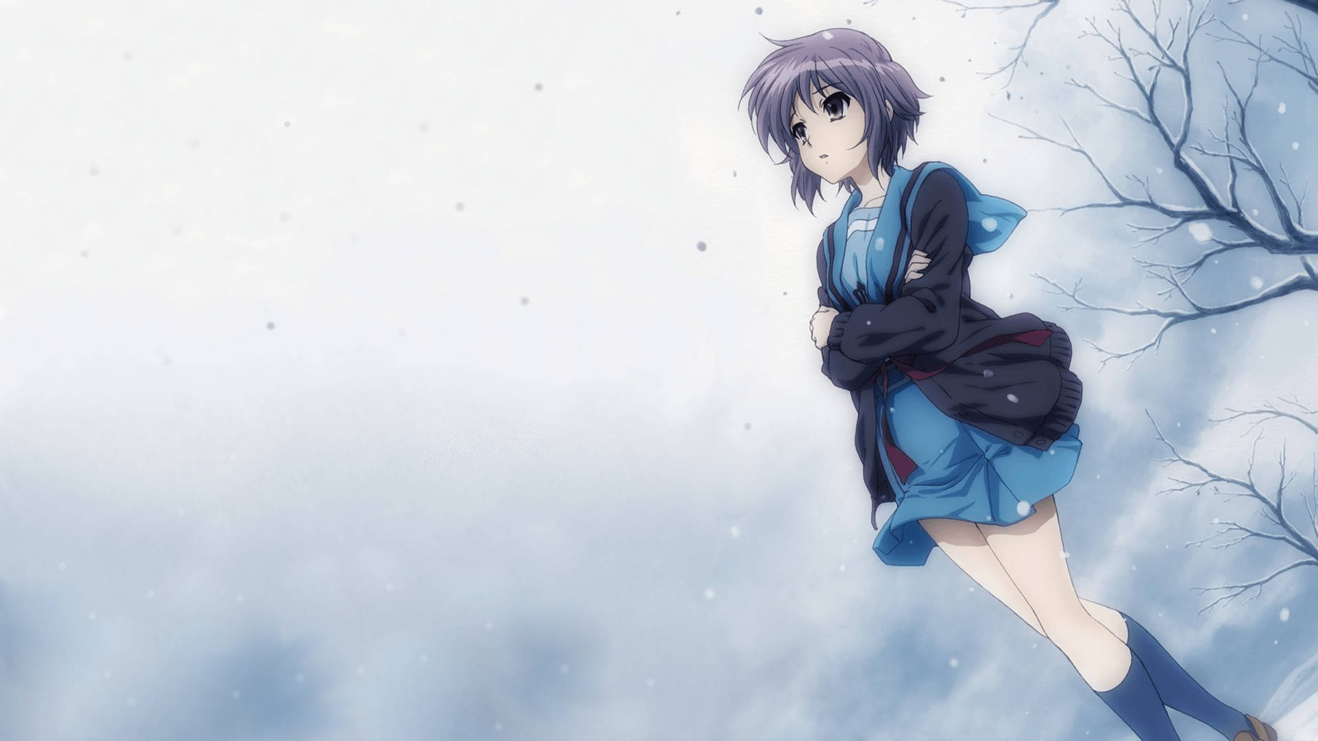 Sad Anime 4k Lonely Girl In Snow Background