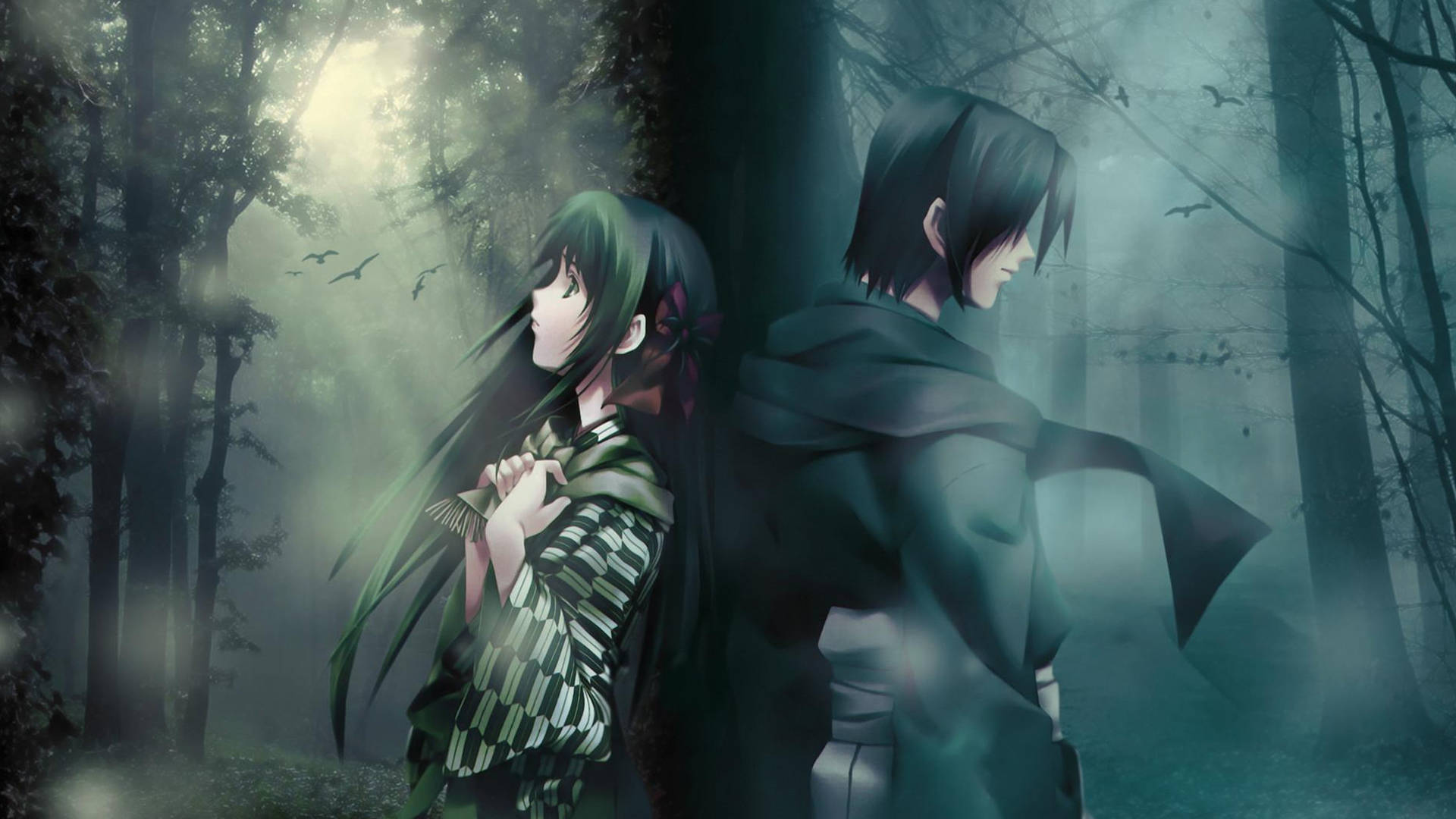 Sad Anime 4k Man And Woman Together Background