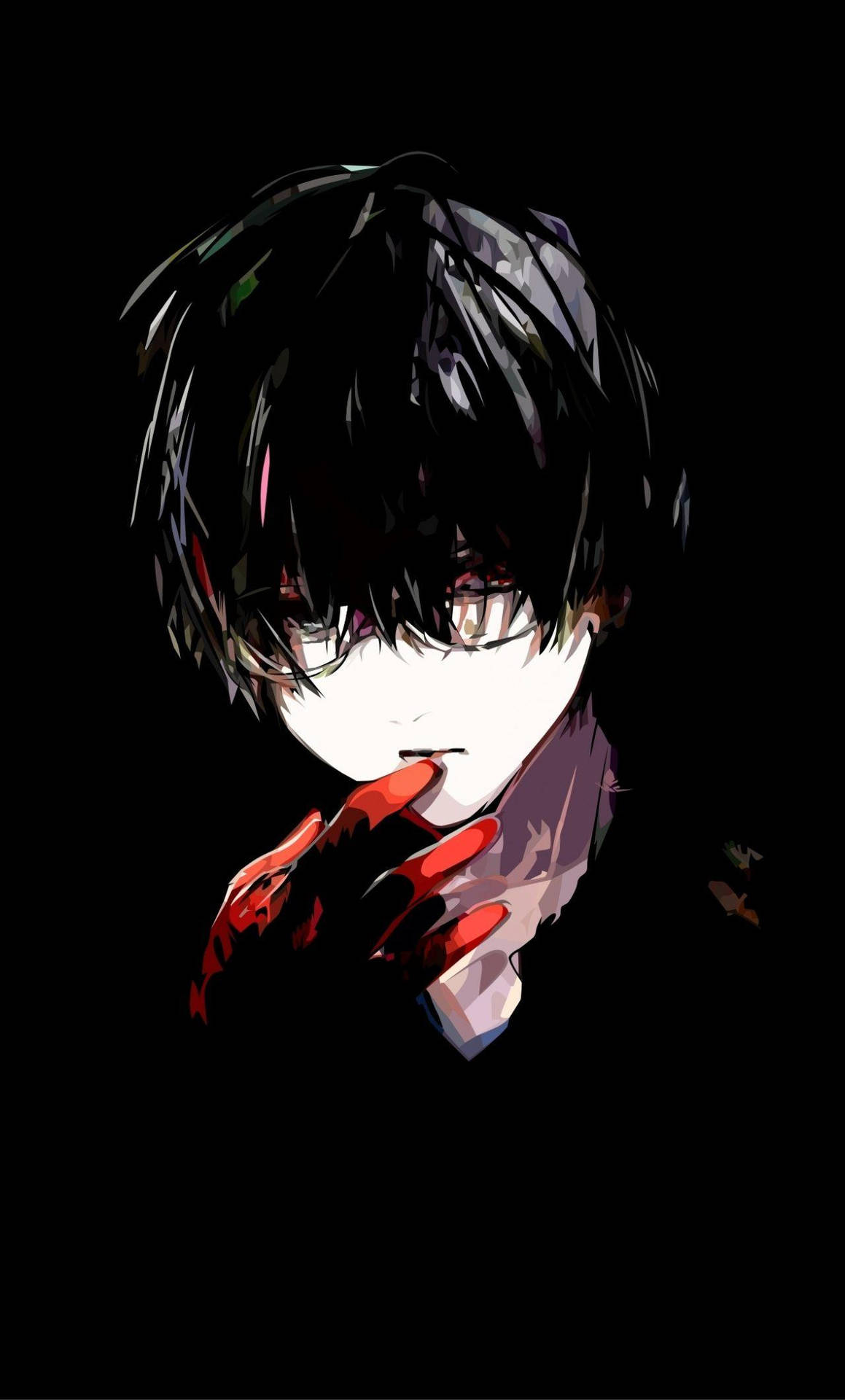Sad Anime Boy With Red Hand