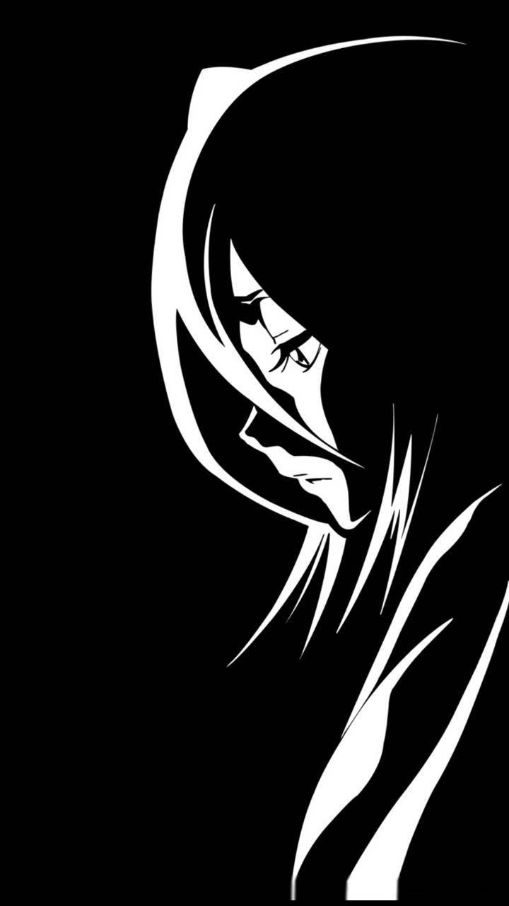 Sad Anime Girl Black And White In Hoodie Background