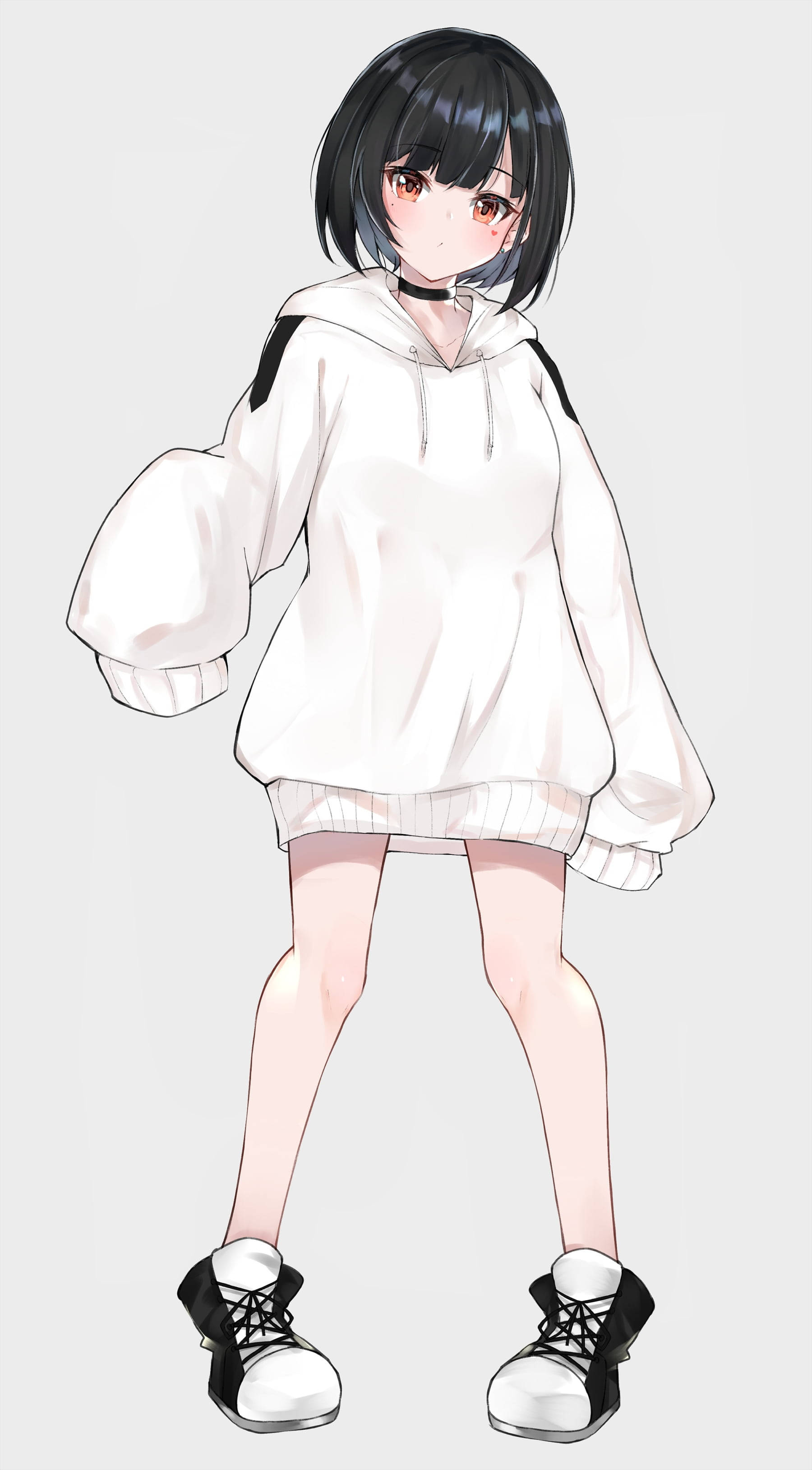 Sad Anime Girl Black And White Oversized Hoodie Background