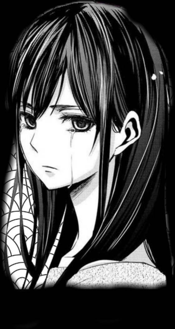 Sad Anime Girl Black And White With Tear Background