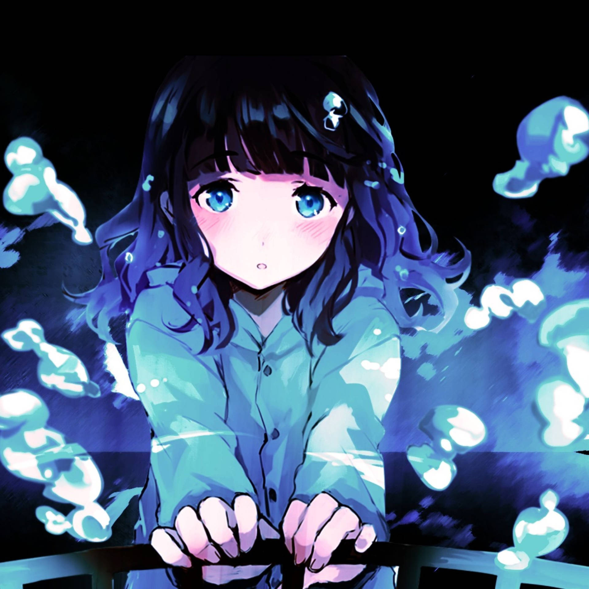 Sad Anime Girl In Blue Good Pfp