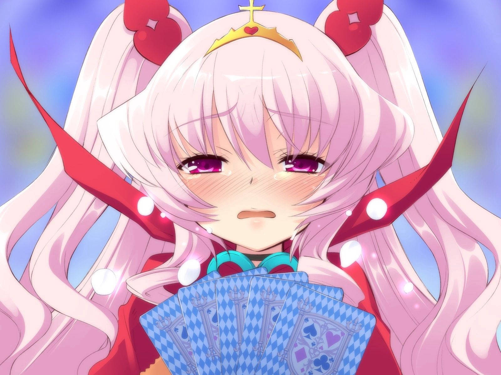 Sad Anime Girl Losing A Gamble Background
