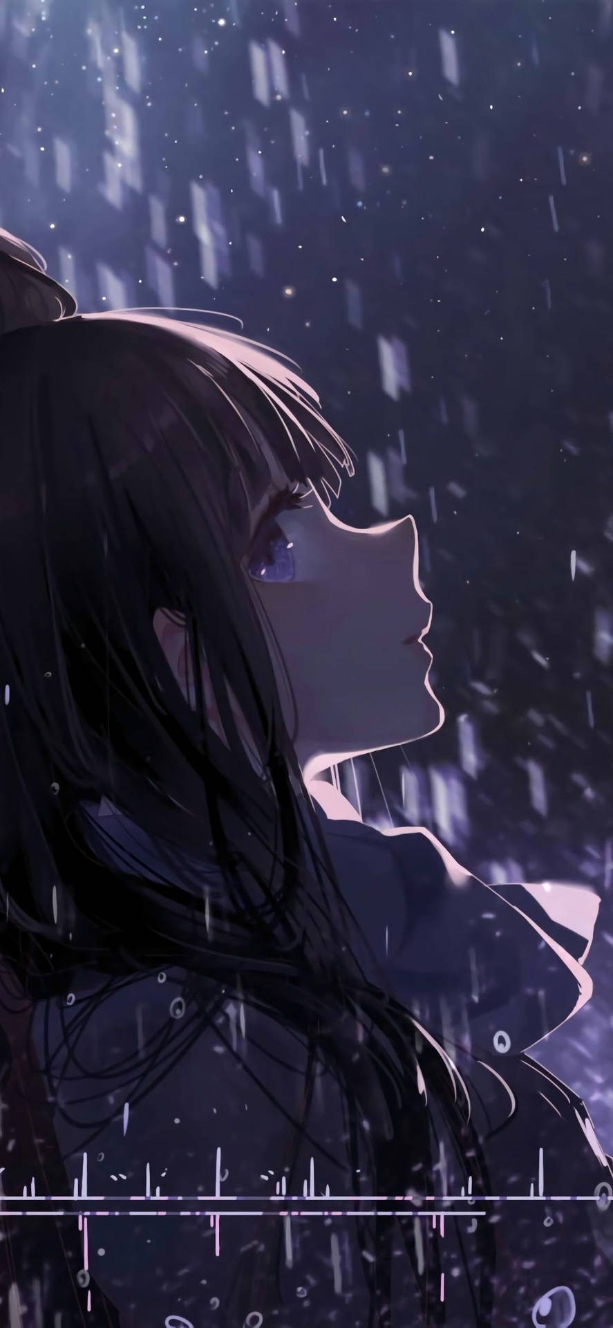 Sad Anime Girl Pouring Rain Background