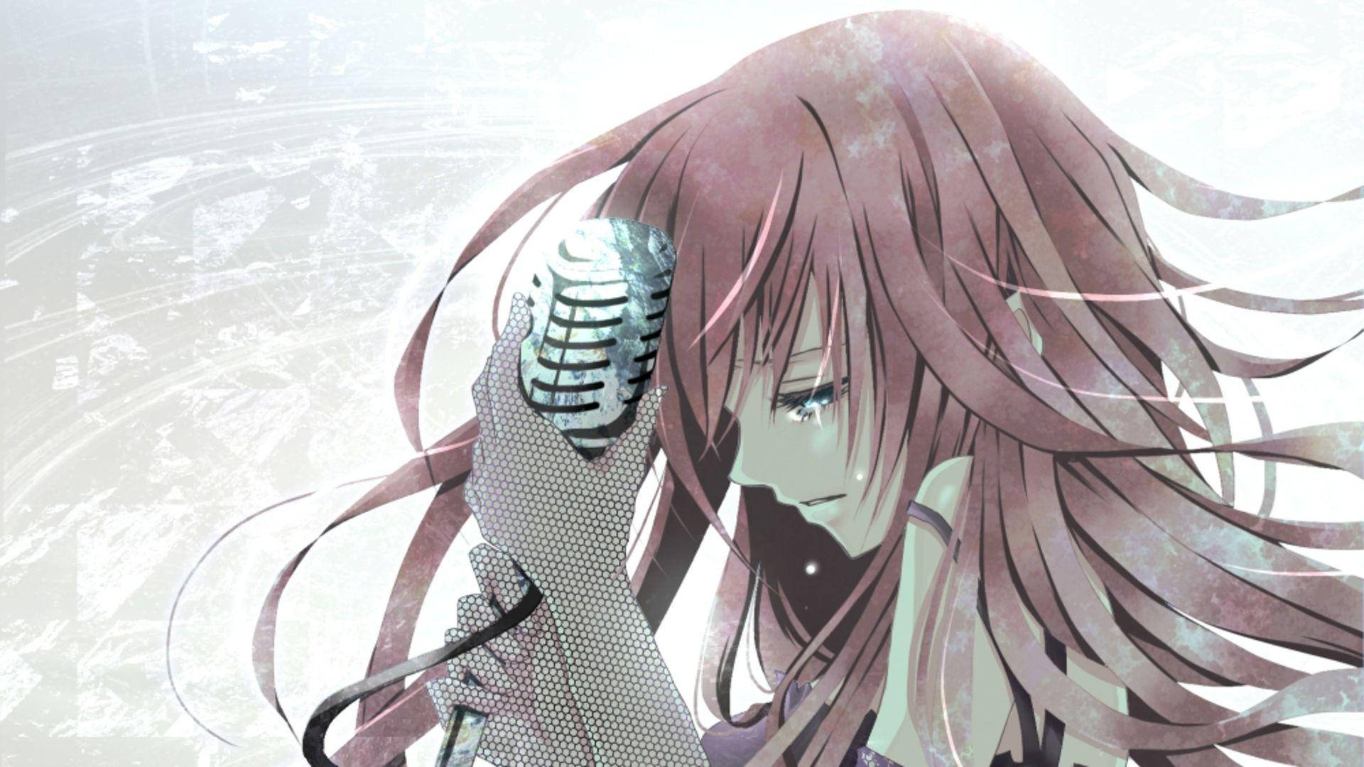 Sad Anime Girl Singer Background
