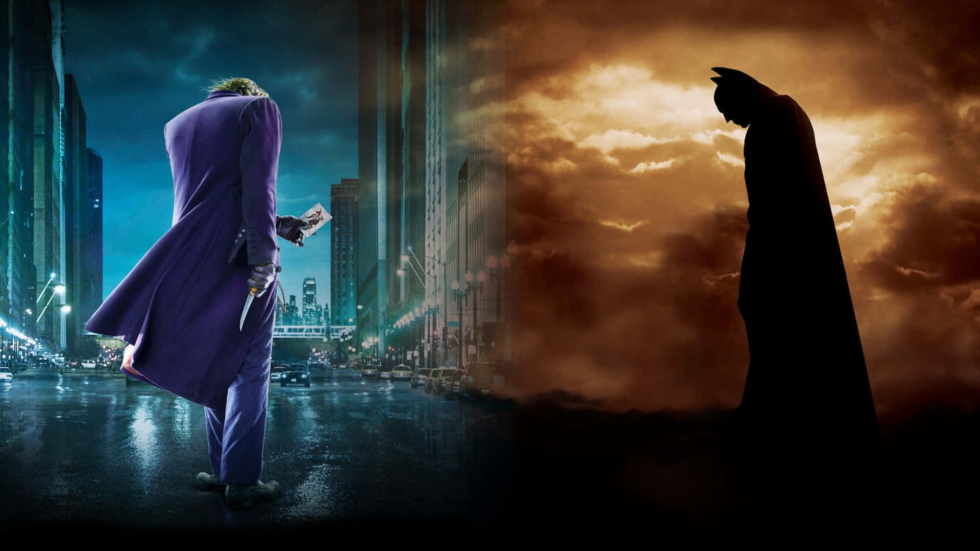 Sad Back Of Half Batman Half Joker Back Background