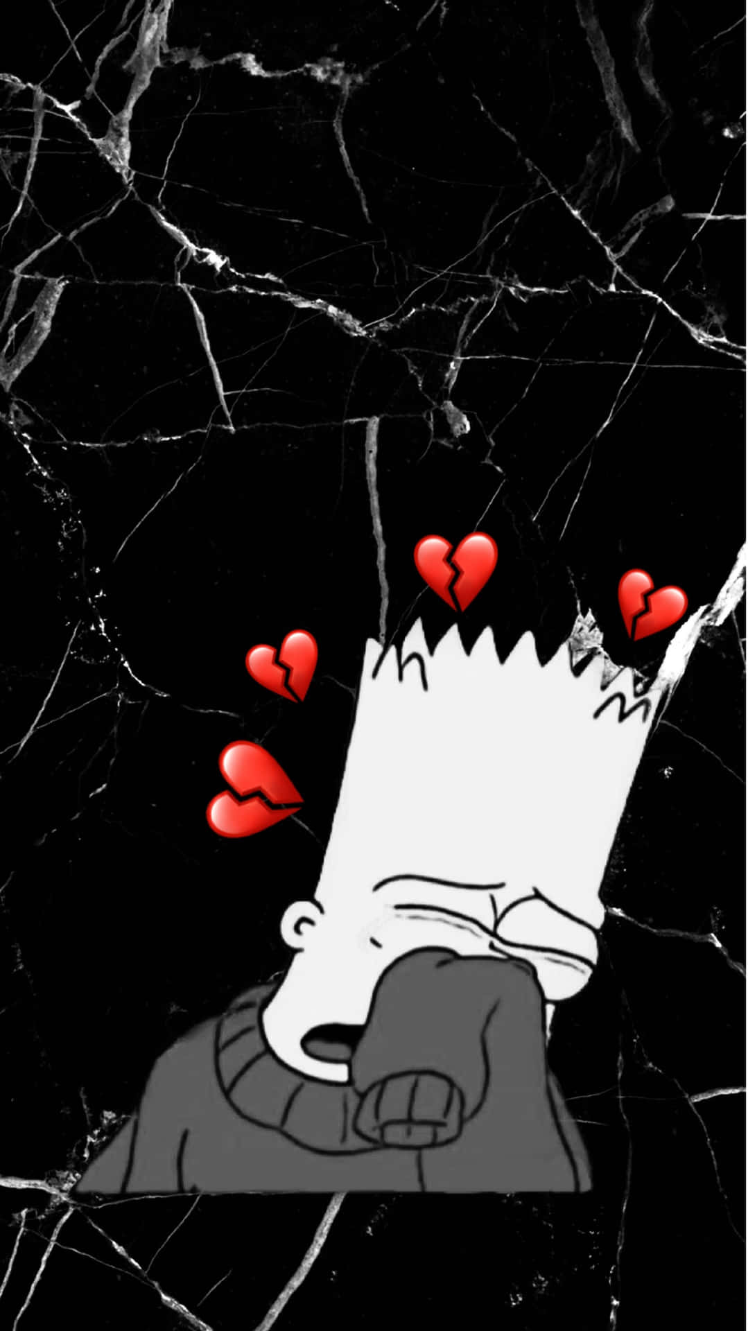 Sad Bart Simpson Phone Black And White Background