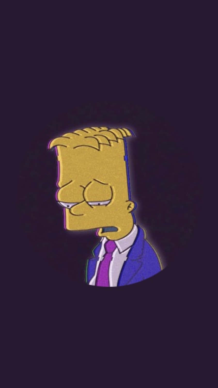 Sad Bart Simpson Phone In Suit Background