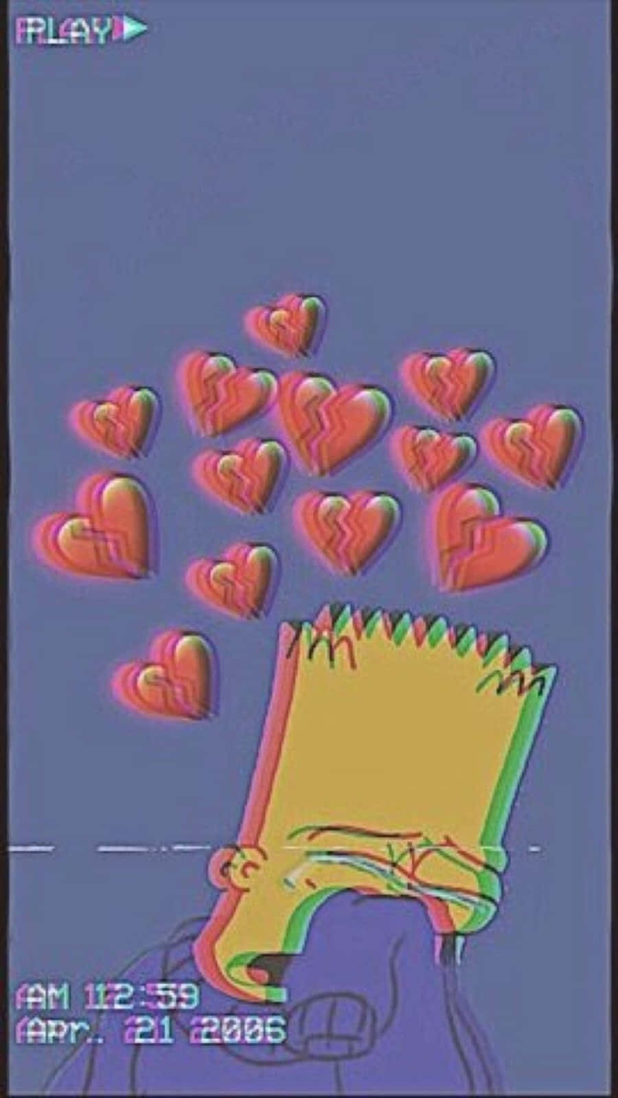 Sad Bart Simpson Phone Retro Aesthetic Background