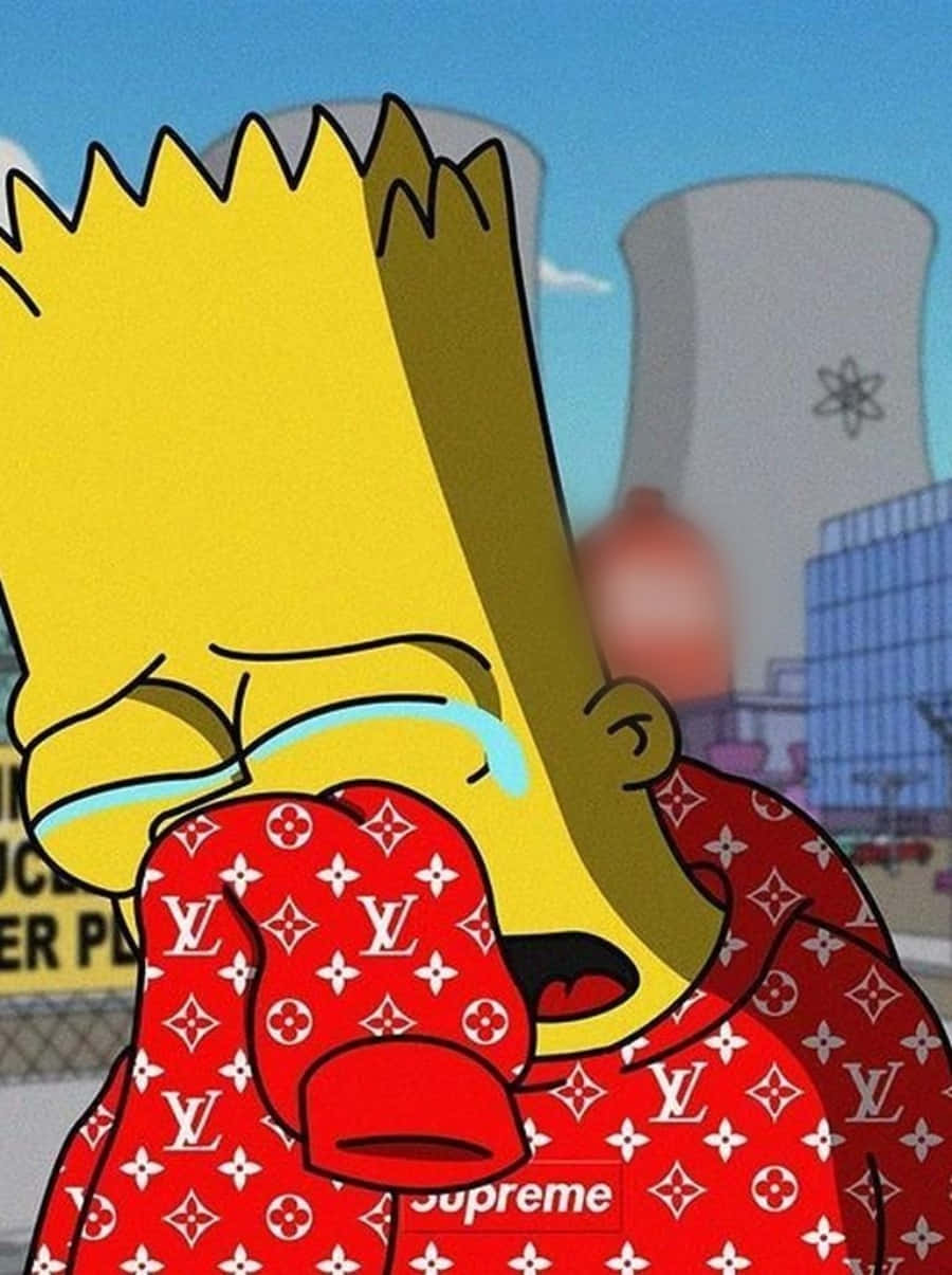 Sad Bart Simpson Phone Supreme Louis Vuitton Background