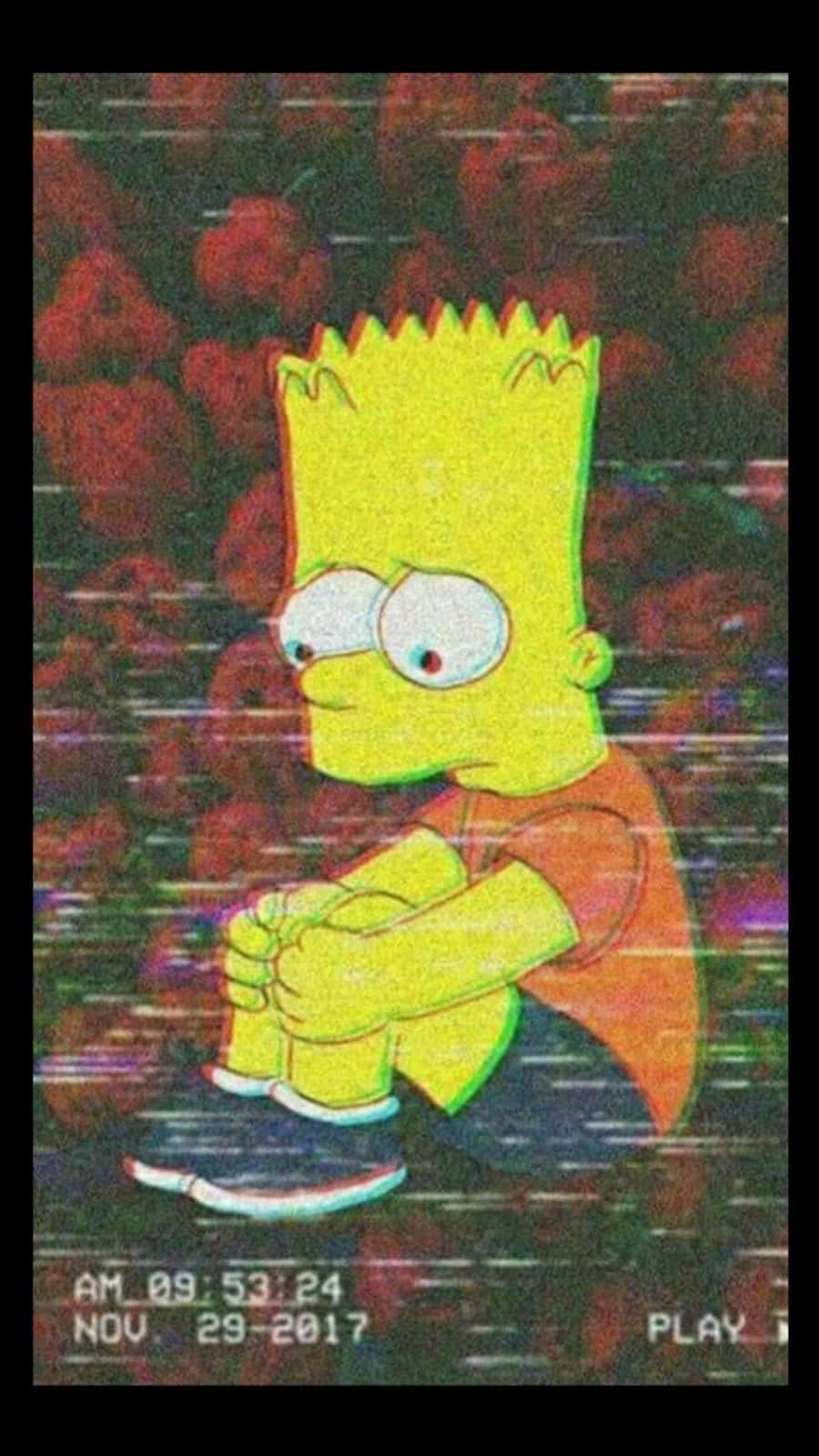 Sad Bart Simpson Phone Vintage Aesthetic Roses Background