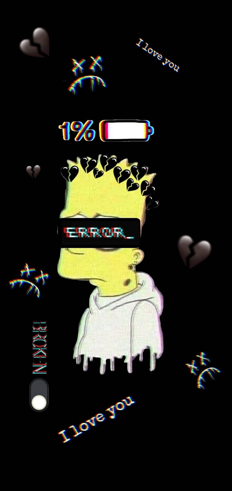 Sad Bart Simpsons Battery Percentage Background