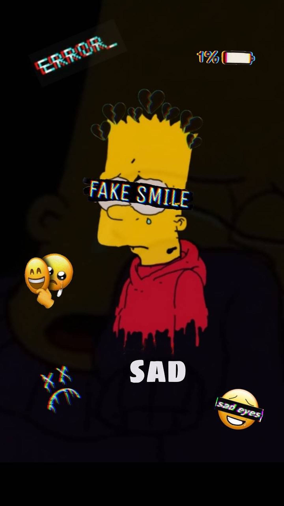 Sad Bart Simpsons Emojis Background