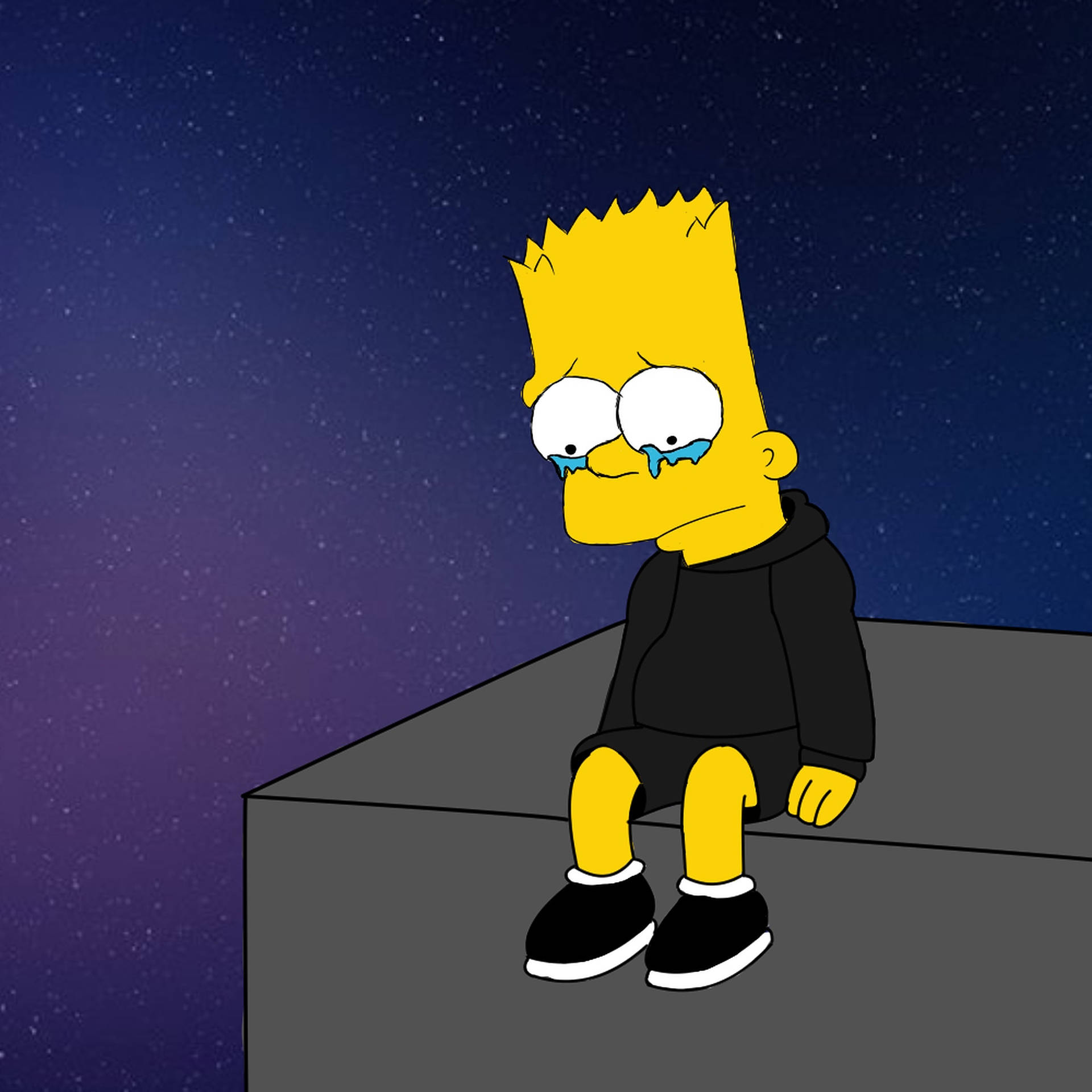 Sad Bart Simpsons Galaxy Night Time Background