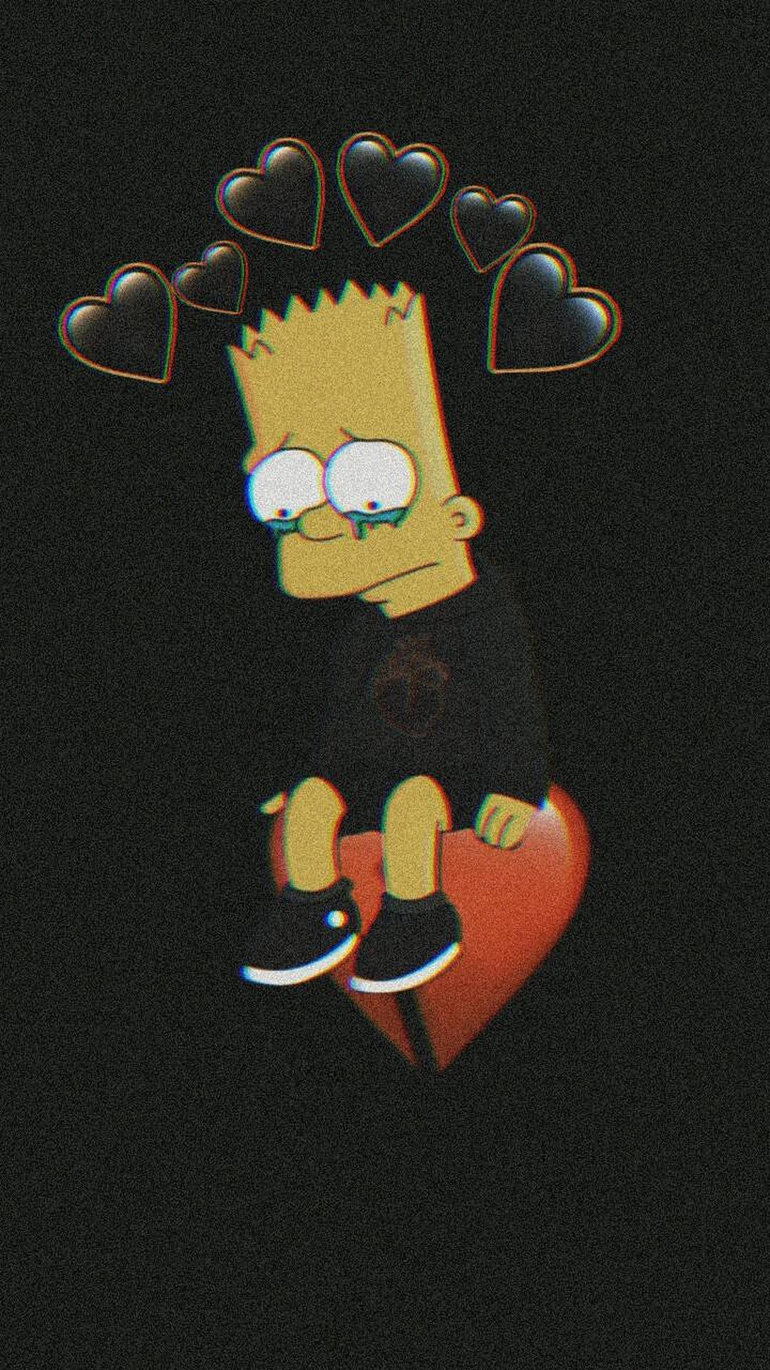 Sad Bart Simpsons On Heart Background
