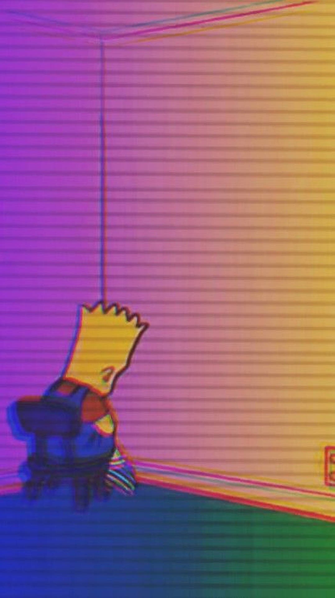 Sad Bart Simpsons Pink Yellow Gradient Art Background