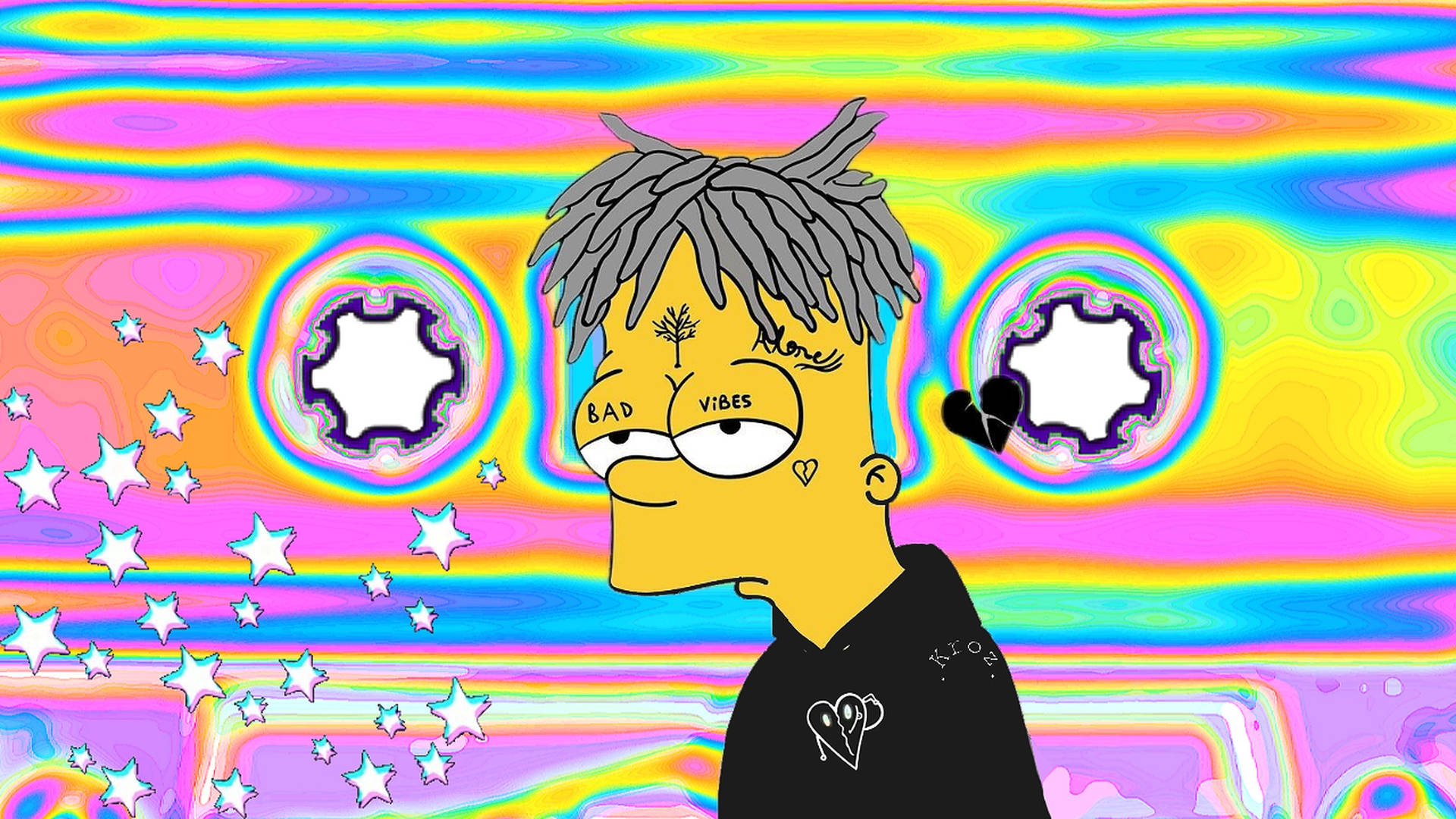Sad Bart Simpsons Psychedelic Art Background