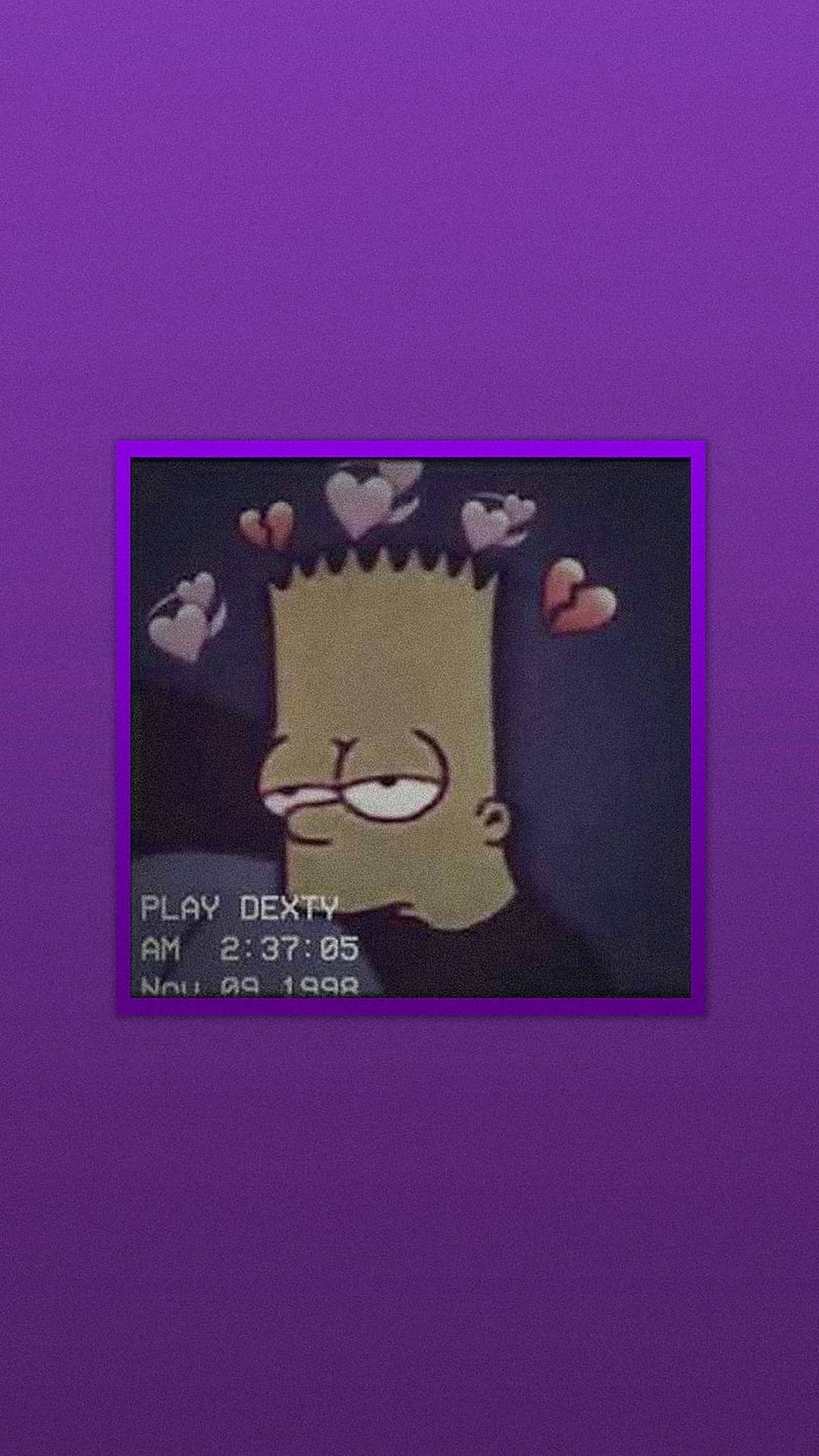 Sad Bart Simpsons Purple Aesthetic Background