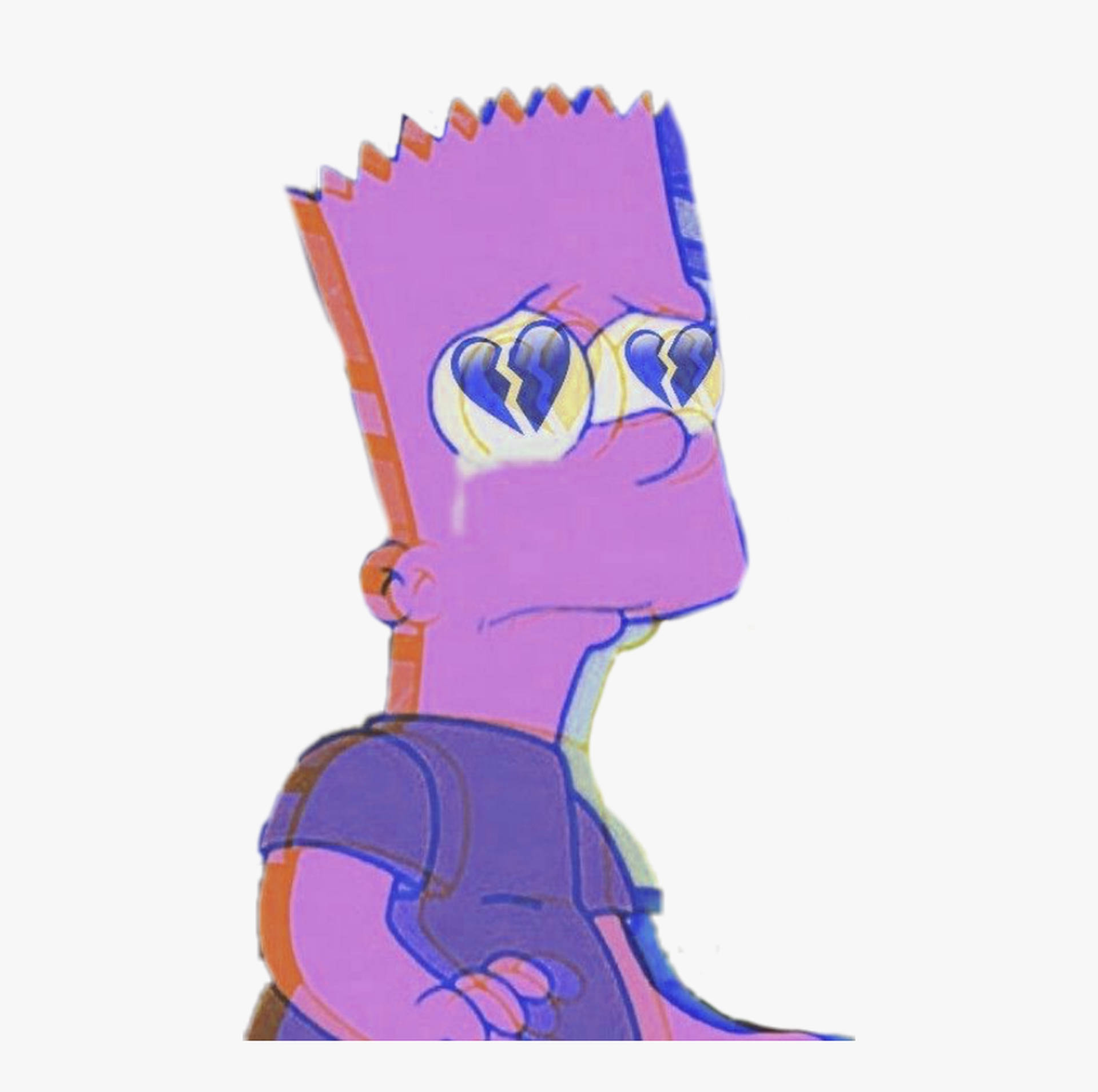 Sad Bart Simpsons Purple Art Background